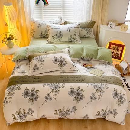 91家纺网 家纺一手货源 找家纺 赫本 2023新款230g高克重牛奶绒四件套 情怀