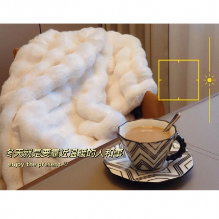 （总）2023轻奢冬季900g大兔毛毯双层保暖盖毯托斯卡纳皮草毯双人毯
