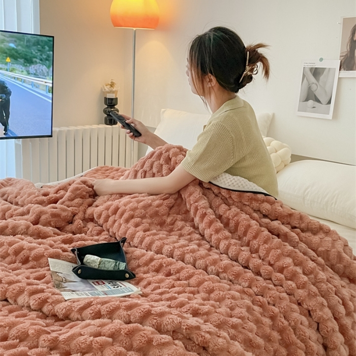 91家纺网 家纺一手货源 找家纺 爆款A类金龟绒单层毛毯贝贝绒多功能双面绒盖毯 金龟绒-焦糖