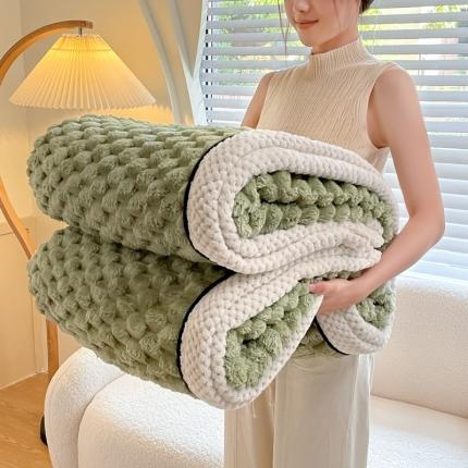 爆款A类金龟绒单层毛毯贝贝绒多功能双面绒盖毯 金龟绒-冷绿