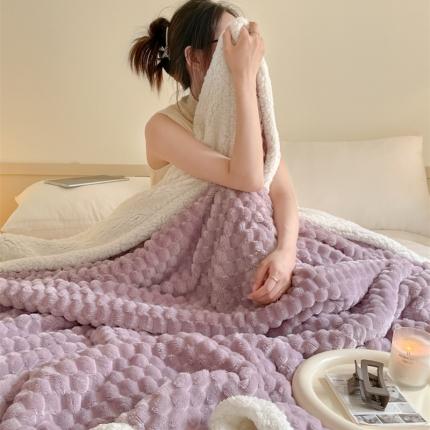 91家纺网 家纺一手货源 找家纺 (总) 欧邦 新款A类金龟绒提花豆豆绒毯子羊羔绒双层毛毯