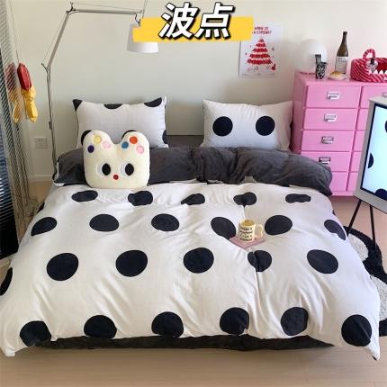 91家纺网 家纺一手货源 找家纺 （总）星期八 2023新款210g双面牛奶绒印花四件套