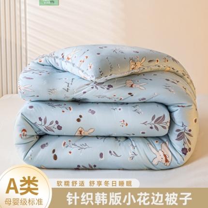 91家纺网 家纺一手货源 找家纺 帕拉美拉 2025新款母婴级针织印花韩版小花边冬被 优雅兔