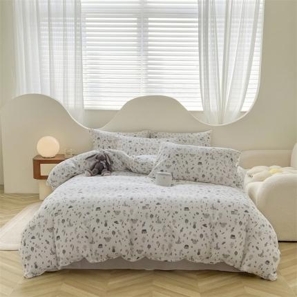 91家纺网 家纺一手货源 找家纺 优眠坊 2025新款全棉双层纱四件套 兔子森林