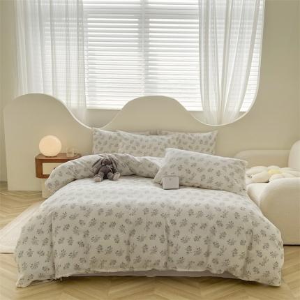 91家纺网 家纺一手货源 找家纺 优眠坊 2025新款全棉双层纱四件套 烟紫罗蔓