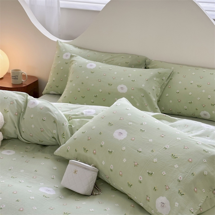 91家纺网 家纺一手货源 找家纺 优眠坊 2025新款全棉双层纱四件套 小羊苏西