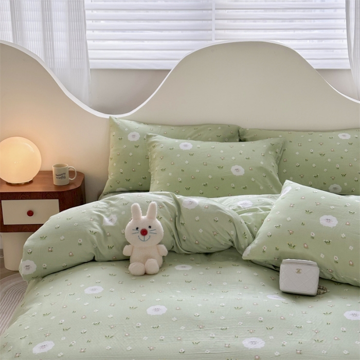 91家纺网 家纺一手货源 找家纺 优眠坊 2025新款全棉双层纱四件套 小羊苏西