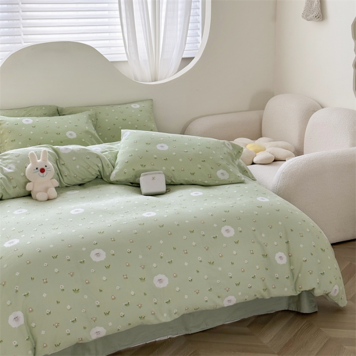 91家纺网 家纺一手货源 找家纺 优眠坊 2025新款全棉双层纱四件套 小羊苏西