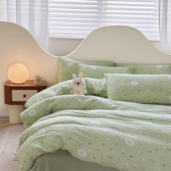 91家纺网 家纺一手货源 找家纺 优眠坊 2025新款全棉双层纱四件套 小羊苏西