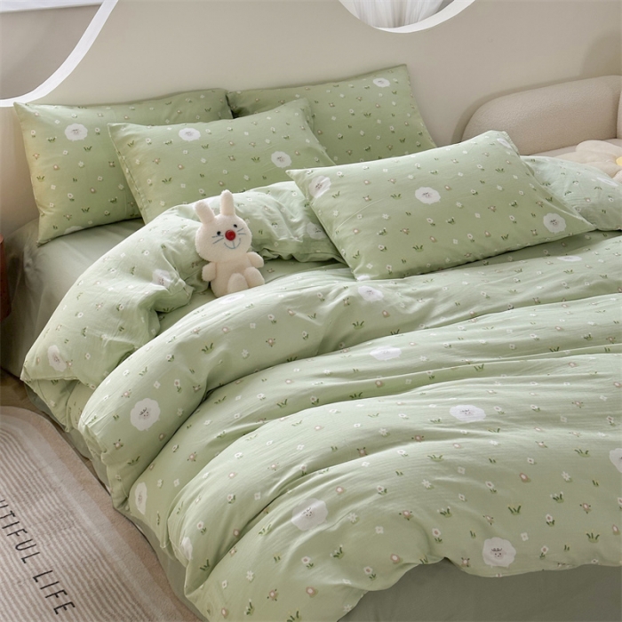 91家纺网 家纺一手货源 找家纺 优眠坊 2025新款全棉双层纱四件套 小羊苏西