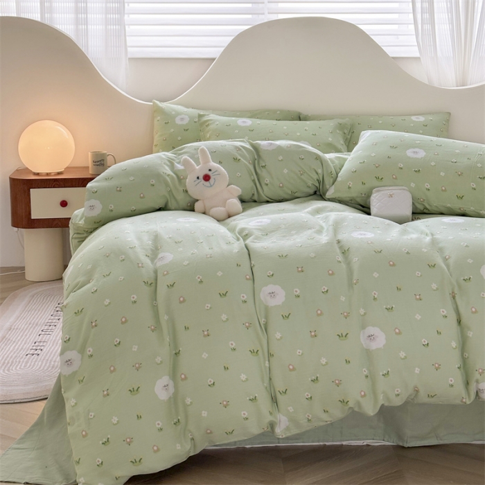 91家纺网 家纺一手货源 找家纺 优眠坊 2025新款全棉双层纱四件套 小羊苏西