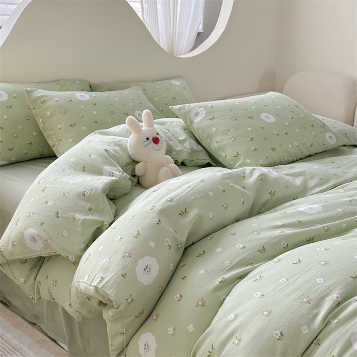 91家纺网 家纺一手货源 找家纺 优眠坊 2025新款全棉双层纱四件套 小羊苏西