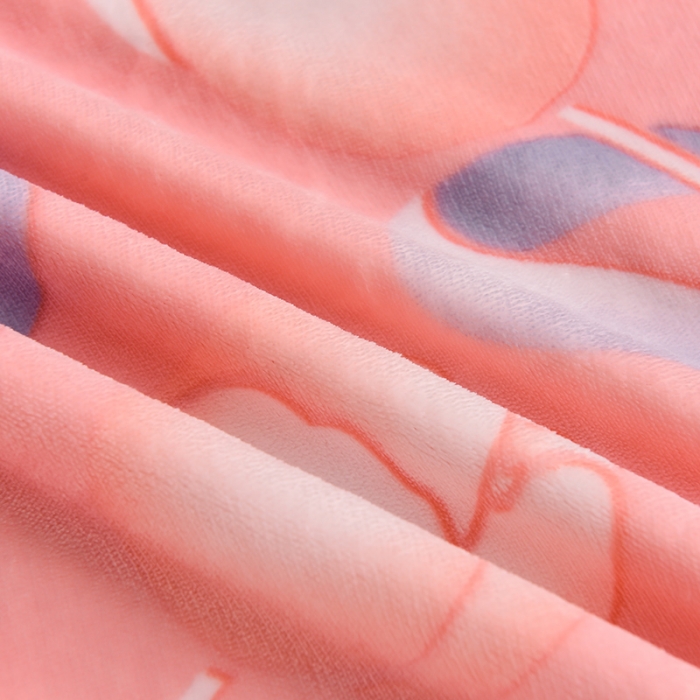 91家纺网 家纺一手货源 找家纺 盈超2023新款A类高克重印花牛奶绒金貂绒床裙款保暖绒四件套 郁金香