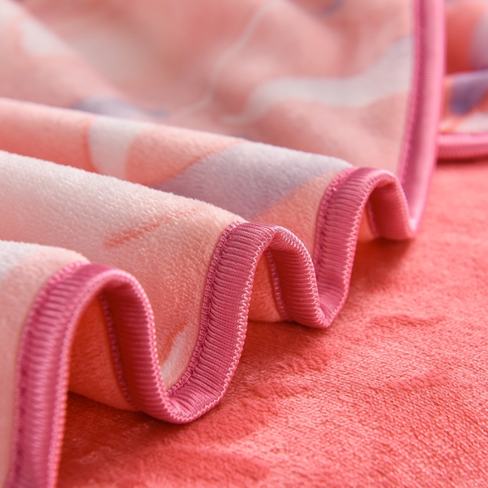 91家纺网 家纺一手货源 找家纺 盈超2023新款A类高克重印花牛奶绒金貂绒床裙款保暖绒四件套 郁金香