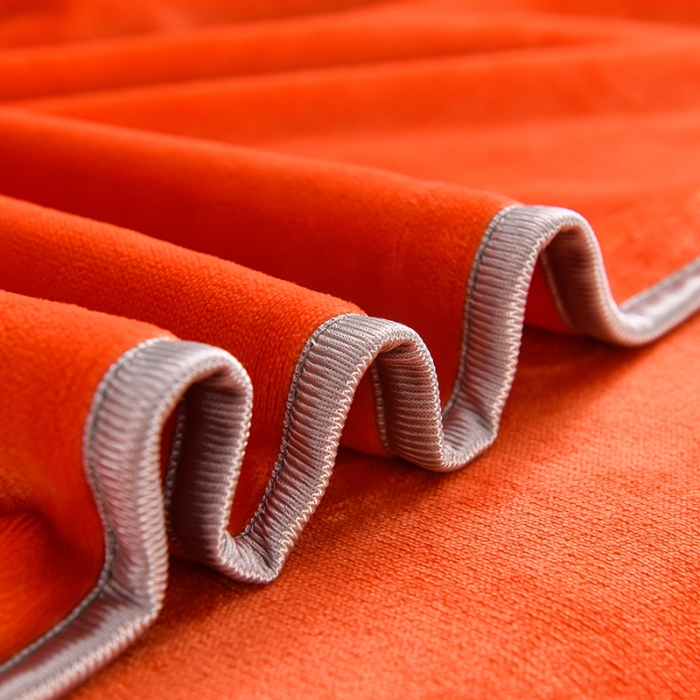 91家纺网 家纺一手货源 找家纺 盈超2023新款A类高克重印花牛奶绒金貂绒床裙款保暖绒四件套 桔色爱恋