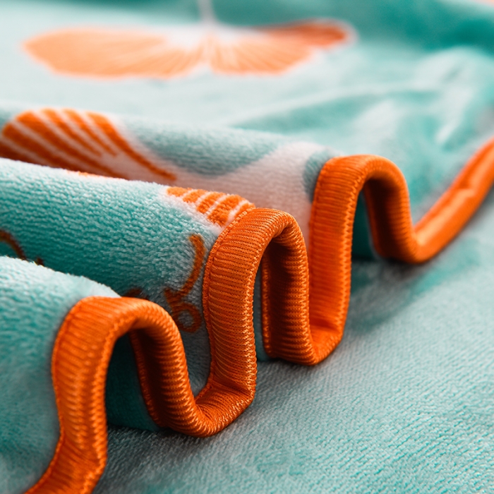 91家纺网 家纺一手货源 找家纺 盈超2023新款A类高克重印花牛奶绒金貂绒床裙款保暖绒四件套 绿庭扇叶