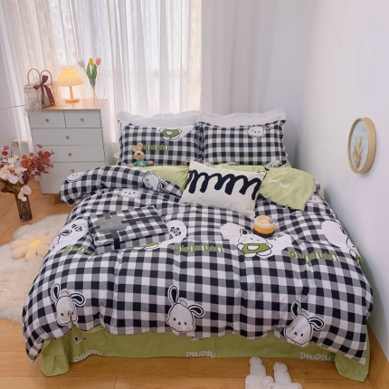 91家纺网 家纺一手货源 找家纺 （总）庭笙2024年新款加厚磨毛印花四件套学生宿舍单人三件套