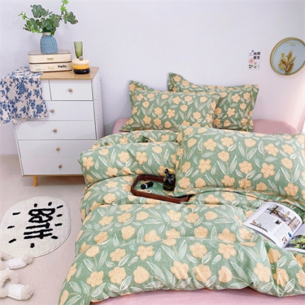 91家纺网 家纺一手货源 找家纺 总）庭笙 新款有氧双股超密暖绒/超柔仿生柔感四件套