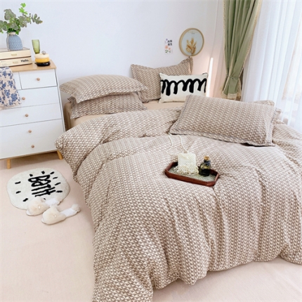 91家纺网 家纺一手货源 找家纺 总）庭笙 新款有氧双股超密暖绒/超柔仿生柔感四件套