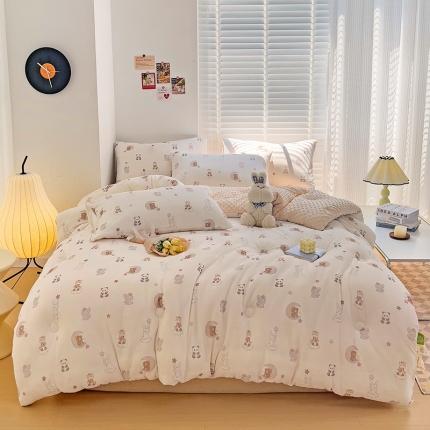 91家纺网 家纺一手货源 找家纺 寐居 2023新款水洗双层纱+豆豆绒 A类大豆抗菌被嬉戏乐园