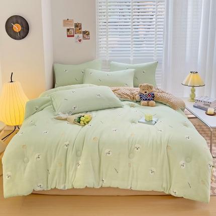 寐居 2023新款水洗双层纱+豆豆绒 A类大豆抗菌被快乐狗