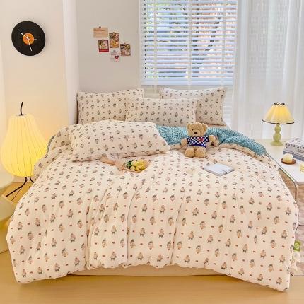 91家纺网 家纺一手货源 找家纺 寐居 2023新款水洗双层纱+豆豆绒 A类大豆抗菌被背包熊