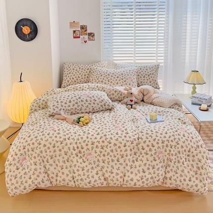 寐居 2023新款水洗双层纱+豆豆绒 A类大豆抗菌被花仙子