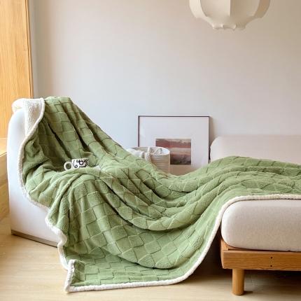 梦舒羽 2025直播新款高克重塔芙绒羊羔绒多功能盖毯毛毯 棋盘格绿