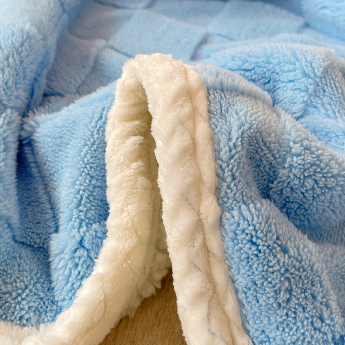 91家纺网 家纺一手货源 找家纺 梦舒羽 2025直播新款高克重塔芙绒羊羔绒多功能盖毯毛毯 棋盘格兰