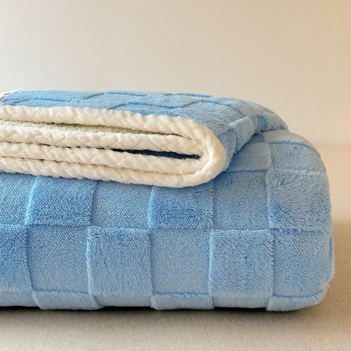 91家纺网 家纺一手货源 找家纺 梦舒羽 2025直播新款高克重塔芙绒羊羔绒多功能盖毯毛毯 棋盘格兰