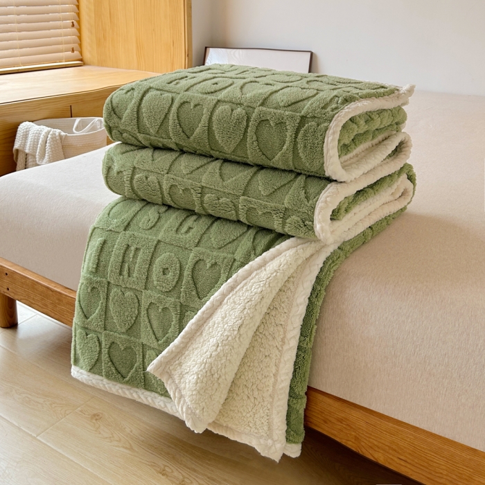91家纺网 家纺一手货源 找家纺 梦舒羽 2025直播新款高克重塔芙绒羊羔绒多功能盖毯毛毯 简爱 绿
