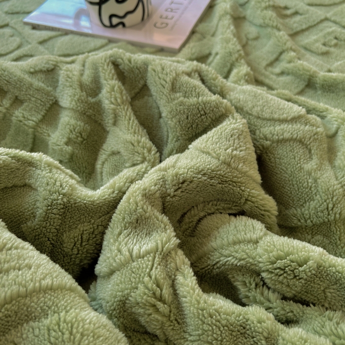 91家纺网 家纺一手货源 找家纺 梦舒羽 2025直播新款高克重塔芙绒羊羔绒多功能盖毯毛毯 简爱 绿