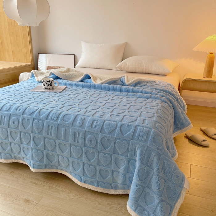 91家纺网 家纺一手货源 找家纺 梦舒羽 2025直播新款高克重塔芙绒羊羔绒多功能盖毯毛毯 简爱 兰