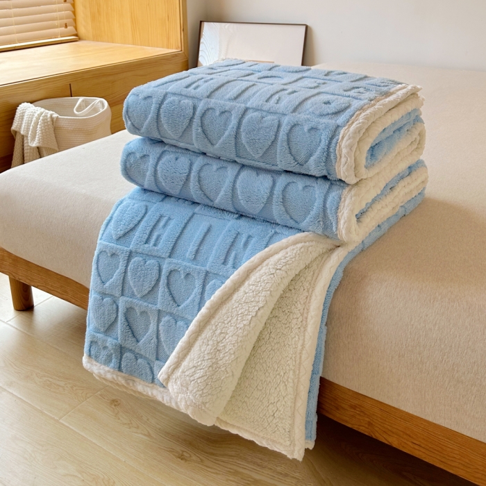 91家纺网 家纺一手货源 找家纺 梦舒羽 2025直播新款高克重塔芙绒羊羔绒多功能盖毯毛毯 简爱 兰