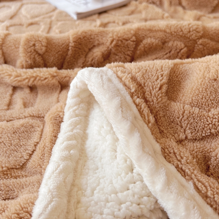 91家纺网 家纺一手货源 找家纺 梦舒羽 2025直播新款高克重塔芙绒羊羔绒多功能盖毯毛毯 简爱 咖