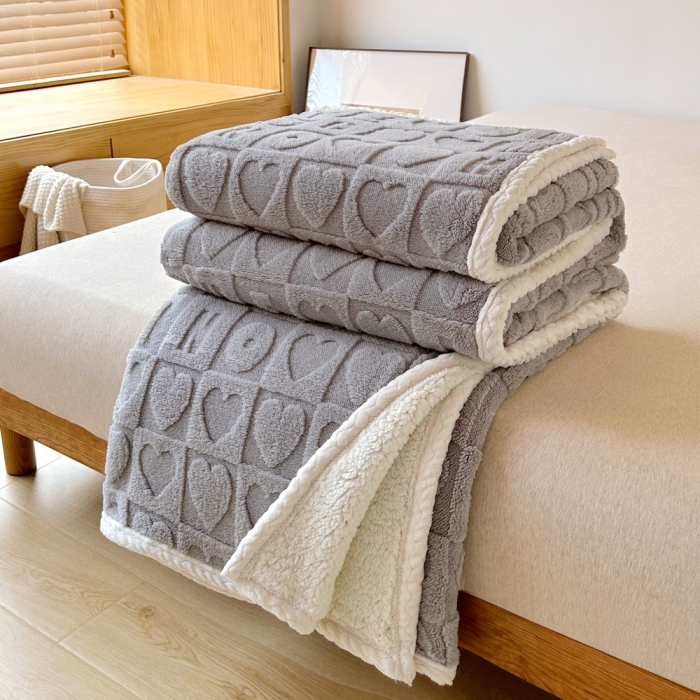 91家纺网 家纺一手货源 找家纺 梦舒羽 2025直播新款高克重塔芙绒羊羔绒多功能盖毯毛毯 简爱 灰