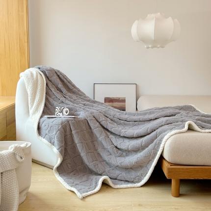 梦舒羽 2025直播新款高克重塔芙绒羊羔绒多功能盖毯毛毯 简爱 灰