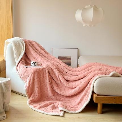 梦舒羽 2025直播新款高克重塔芙绒羊羔绒多功能盖毯毛毯 简爱 粉