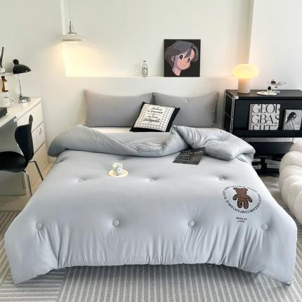 寐居 2023新款A类云柔棉被芯-烫画豹纹熊-灰