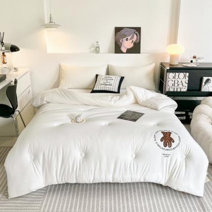 寐居 2023新款A类云柔棉被芯-烫画豹纹熊-纯白