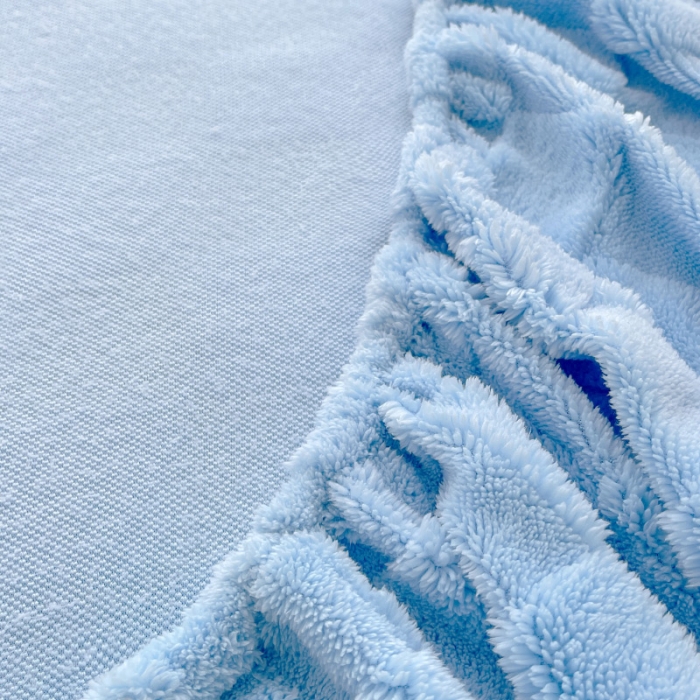 91家纺网 家纺一手货源 找家纺 梦舒羽 2025直播爆款牛奶绒塔芙绒纯色雕花床笠三件套 拼图 蓝