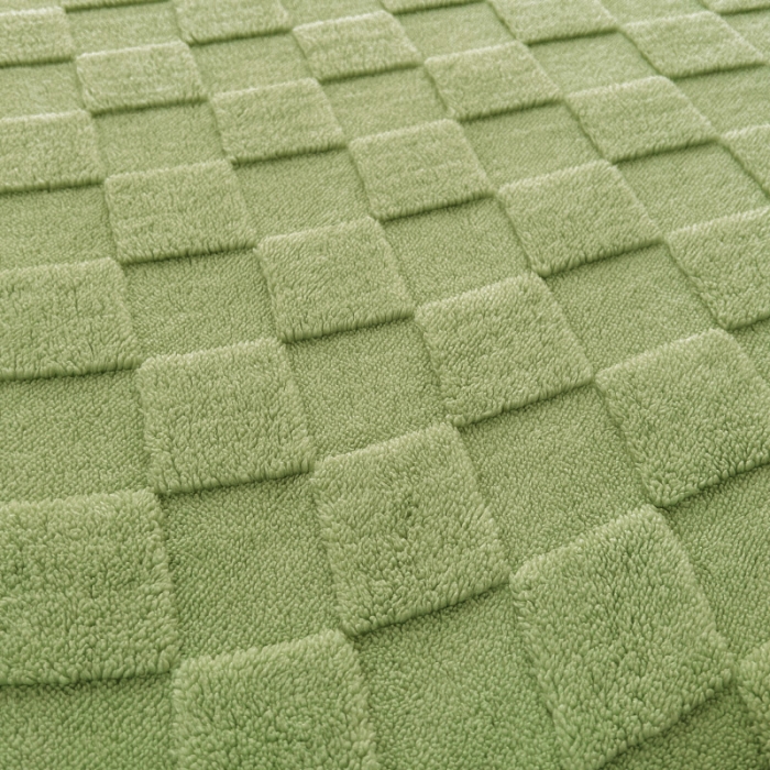 91家纺网 家纺一手货源 找家纺 梦舒羽 2025直播爆款牛奶绒塔芙绒纯色雕花床笠三件套 拼图 绿