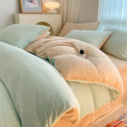 91家纺网 家纺一手货源 找家纺 （总）古吉梦 2023新款牛奶绒纯色双拼（跑量款）四件套