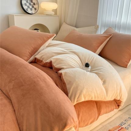 91家纺网 家纺一手货源 找家纺 （总）古吉梦 2023新款牛奶绒纯色双拼（跑量款）四件套