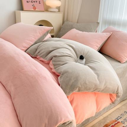 （总）古吉梦 2023新款牛奶绒纯色双拼（跑量款）四件套