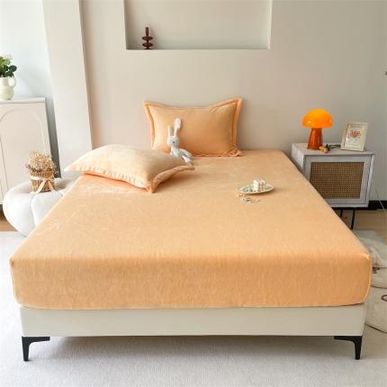 91家纺网 家纺一手货源 找家纺 （总）兰紫橙双面绒纯色法兰绒牛奶绒单床笠、床笠三件套