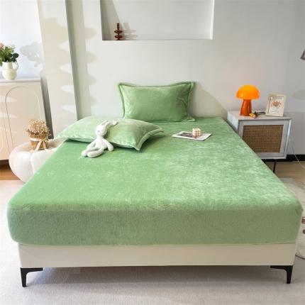 91家纺网 家纺一手货源 找家纺 （总）兰紫橙双面绒纯色法兰绒牛奶绒单床笠、床笠三件套