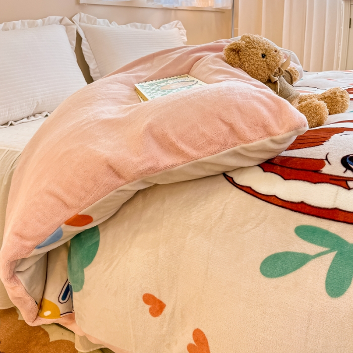 91家纺网 家纺一手货源 找家纺 眠博士 2023新款系列9印花简单款三件套 简单款单被套-快乐女孩