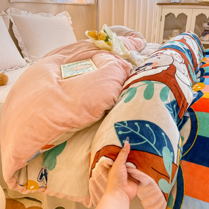 91家纺网 家纺一手货源 找家纺 眠博士 2023新款系列9印花简单款三件套 简单款单被套-快乐女孩