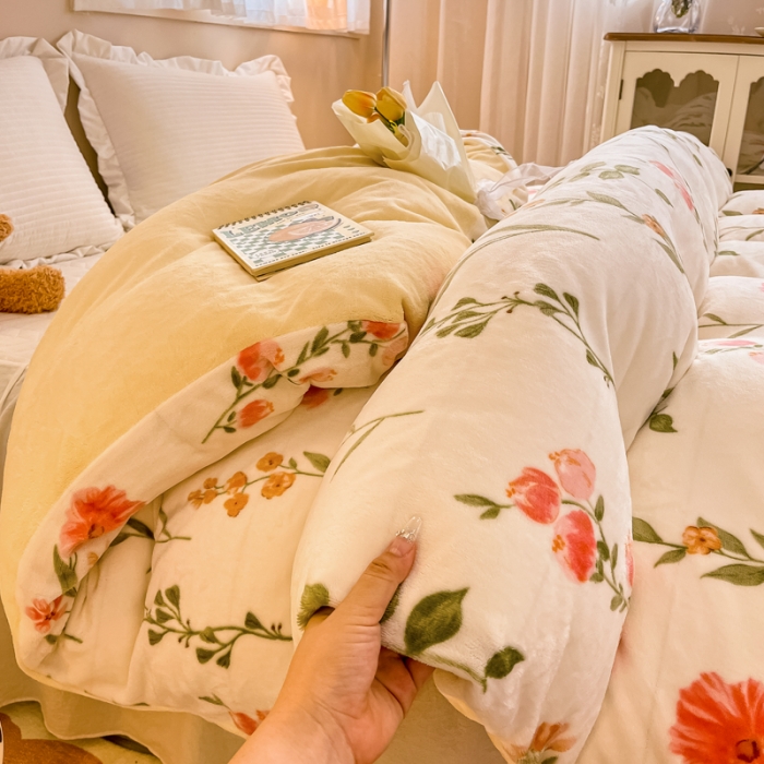 91家纺网 家纺一手货源 找家纺 眠博士 2023新款系列9印花简单款三件套 简单款单被套-浪漫花园